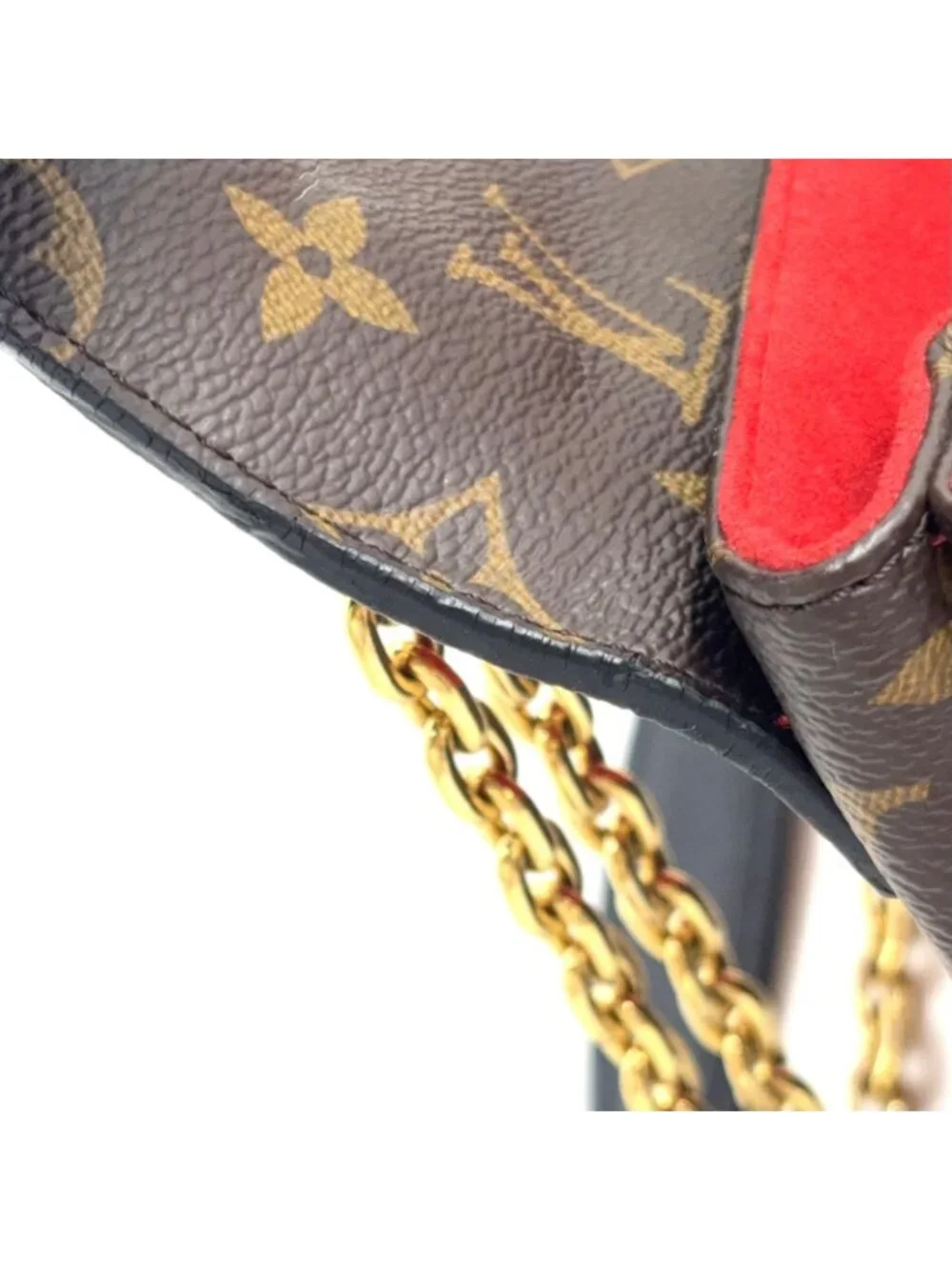 Louis Vuitton Monogram Sunplaseed Leather Brown Red Shoulder Bag Gold